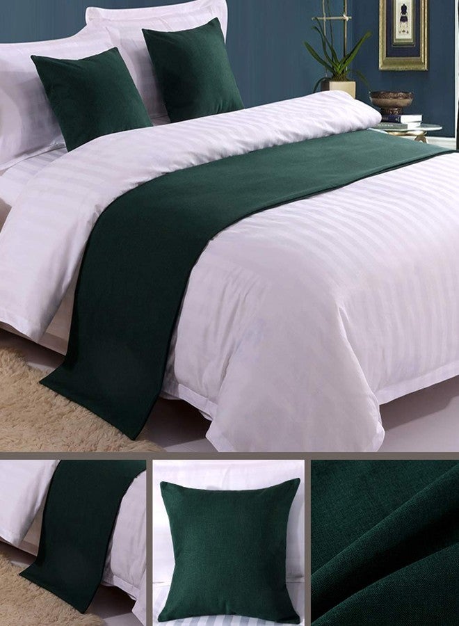 Mengersi Solid Bed Runner Scarf Protector Slipcover Bed Decorative Scarf for Bedroom Hotel Wedding Room (Full/Queen, Dark Green) - Image 2